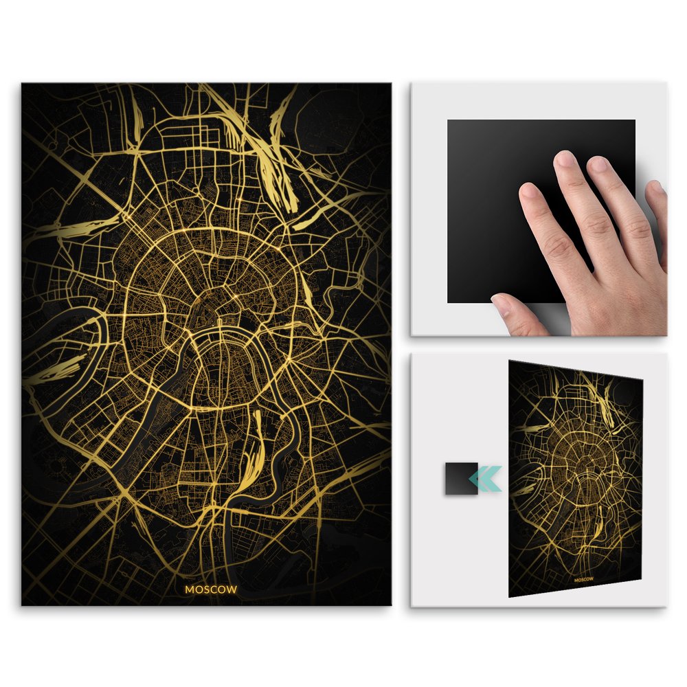 Plakat metalowy Mapa City Lights Moskwa L