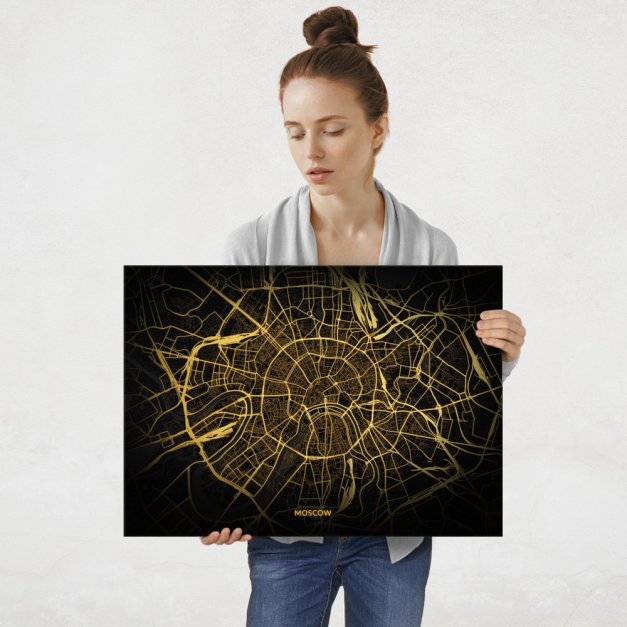 Plakat metalowy Mapa City Lights Moskwa L