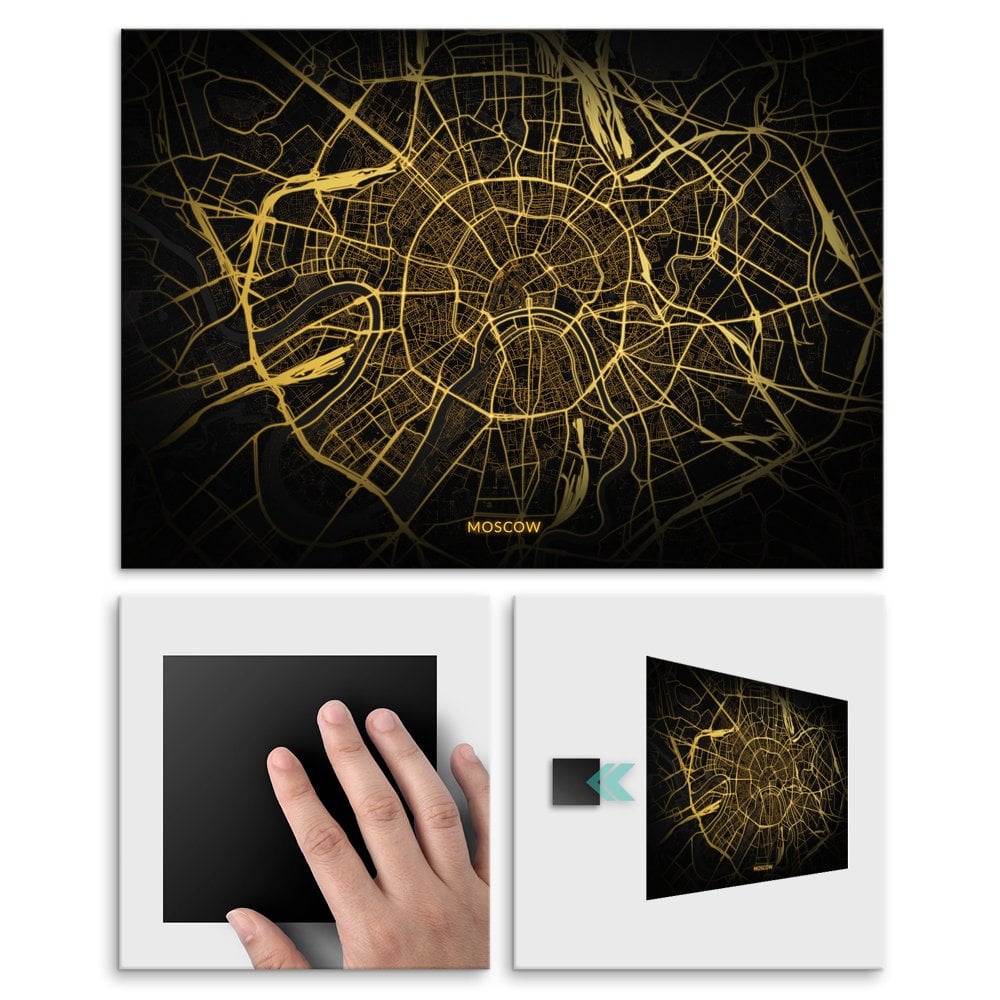 Plakat metalowy Mapa City Lights Moskwa L