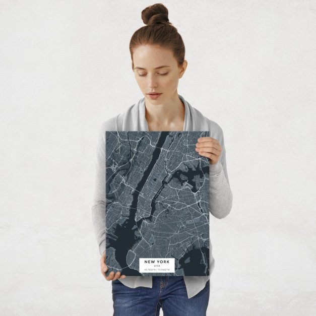 Plakat metalowy Mapa Navy Nowy Jork M