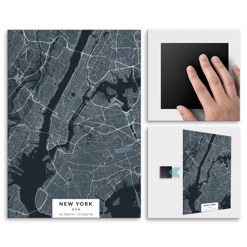 Plakat metalowy Mapa Navy Nowy Jork L