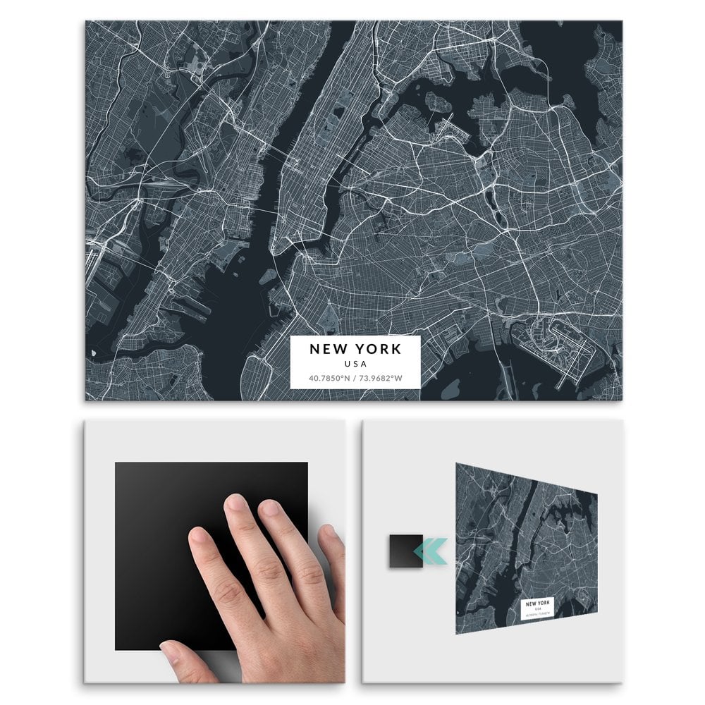 Plakat metalowy Mapa Navy Nowy Jork M