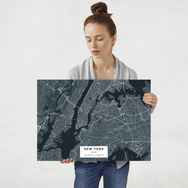 Plakat metalowy Mapa Navy Nowy Jork L