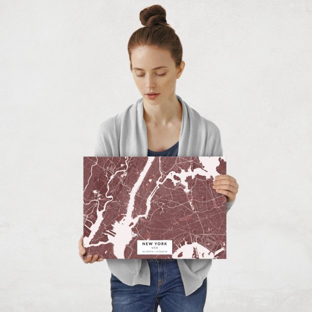 Plakat metalowy Mapa Burgund Nowy Jork M