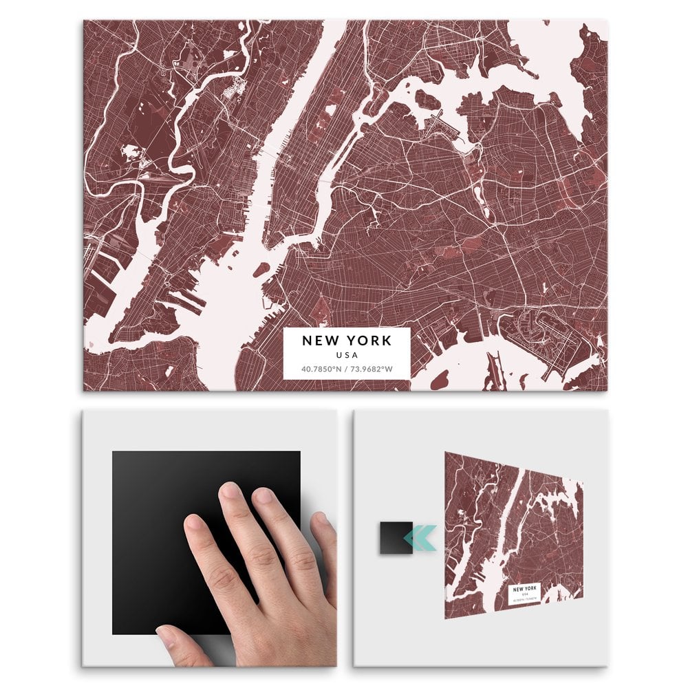 Plakat metalowy Mapa Burgund Nowy Jork L