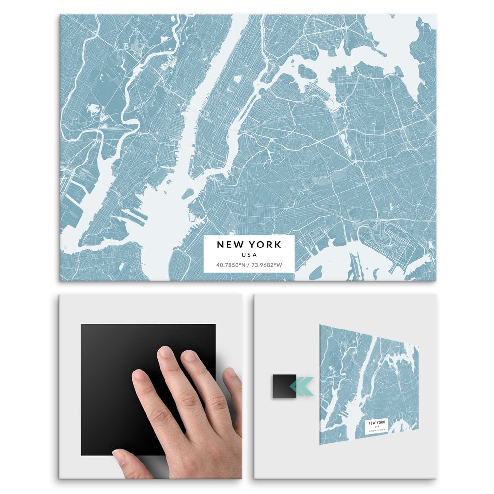 Plakat metalowy Mapa Lazur Nowy Jork L