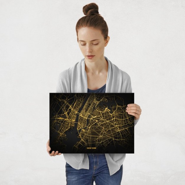 Plakat metalowy Mapa City Lights Nowy Jork M
