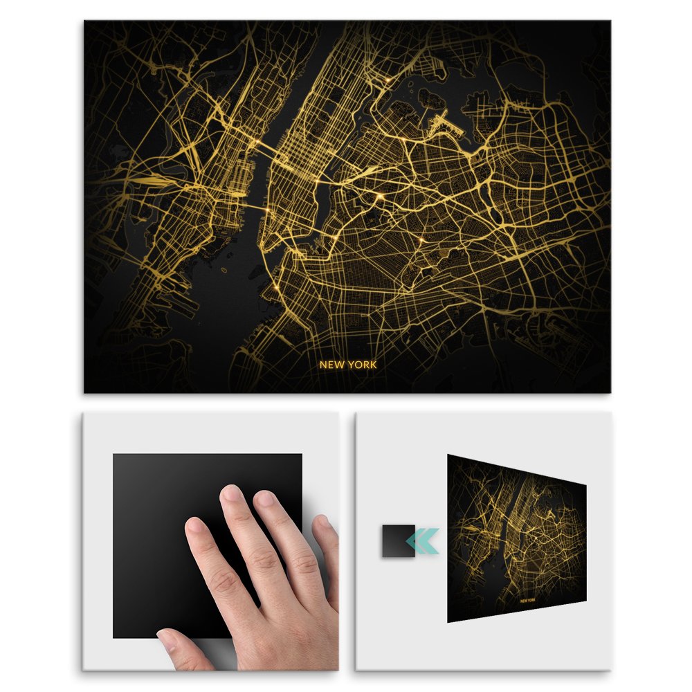 Plakat metalowy Mapa City Lights Nowy Jork L