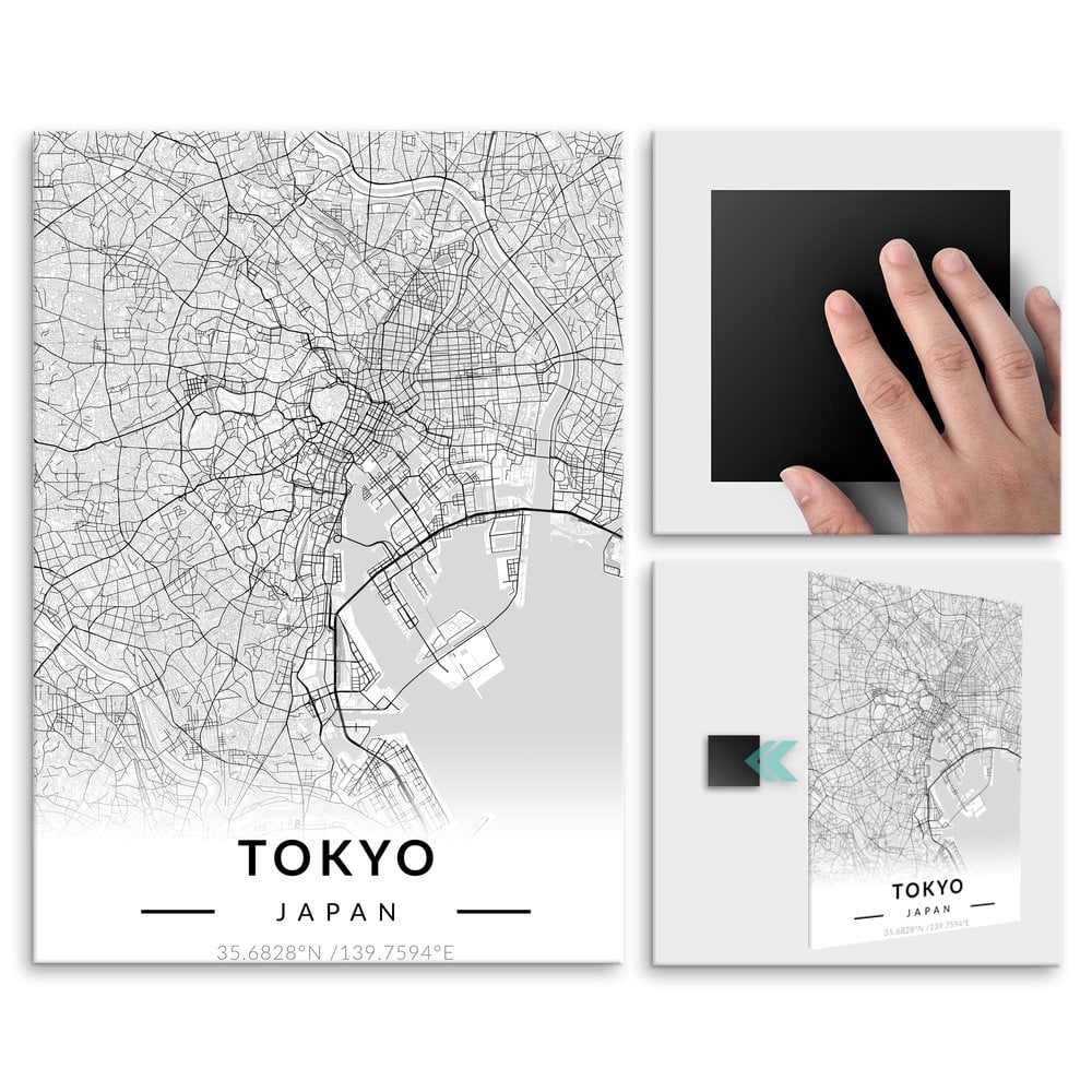 Plakat metalowy Mapa B&W Tokio M