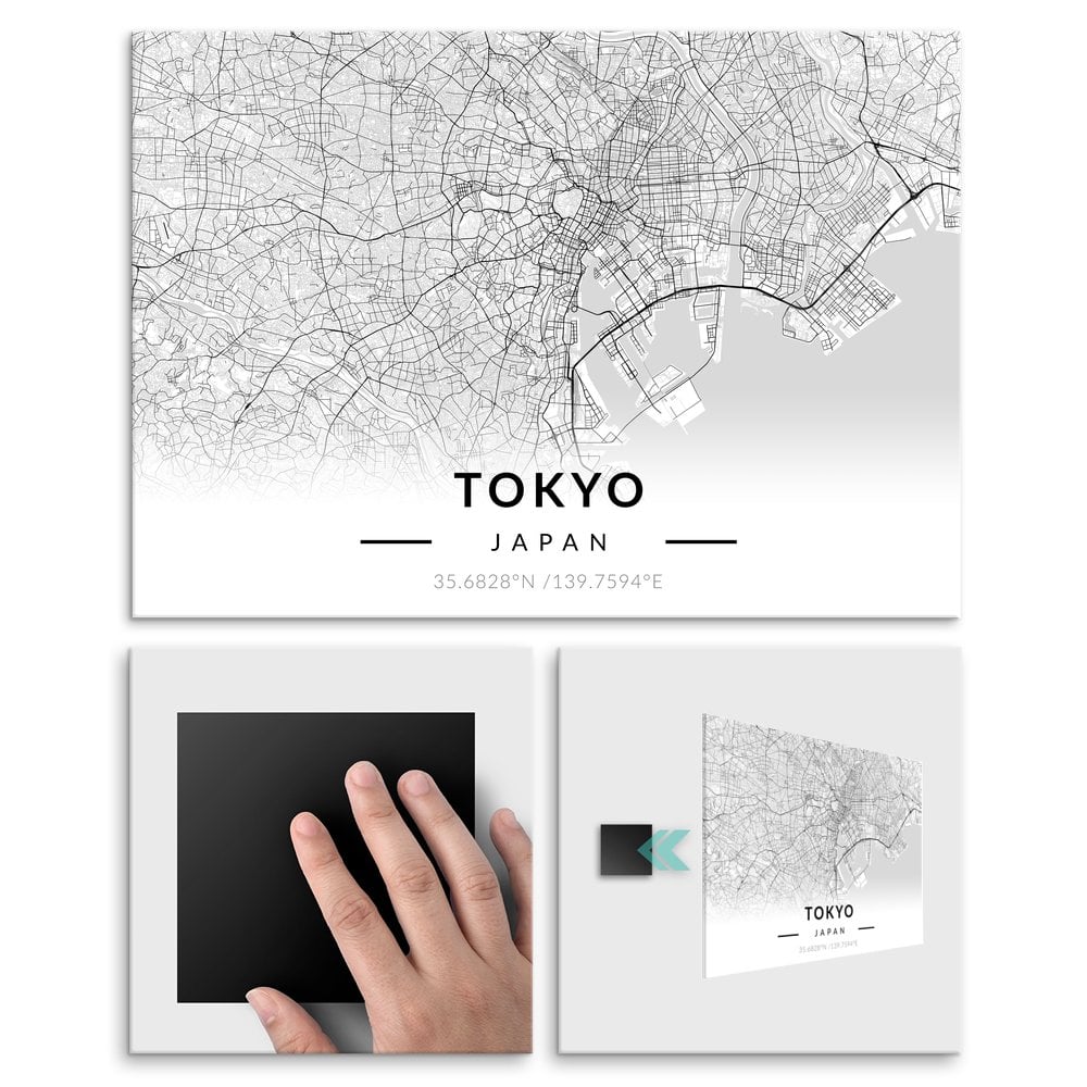 Plakat metalowy Mapa B&W Tokio L