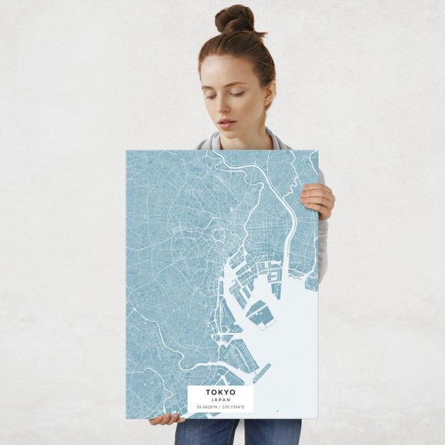 Plakat metalowy Mapa Lazur Tokio L