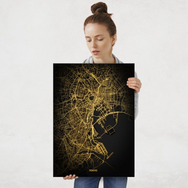 Plakat metalowy Mapa City Lights Tokio L
