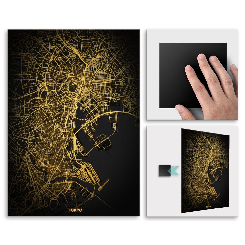 Plakat metalowy Mapa City Lights Tokio L