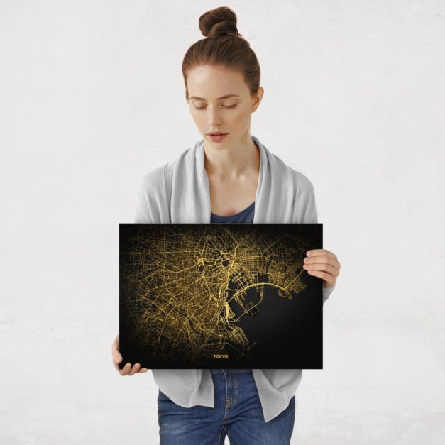 Plakat metalowy Mapa City Lights Tokio M