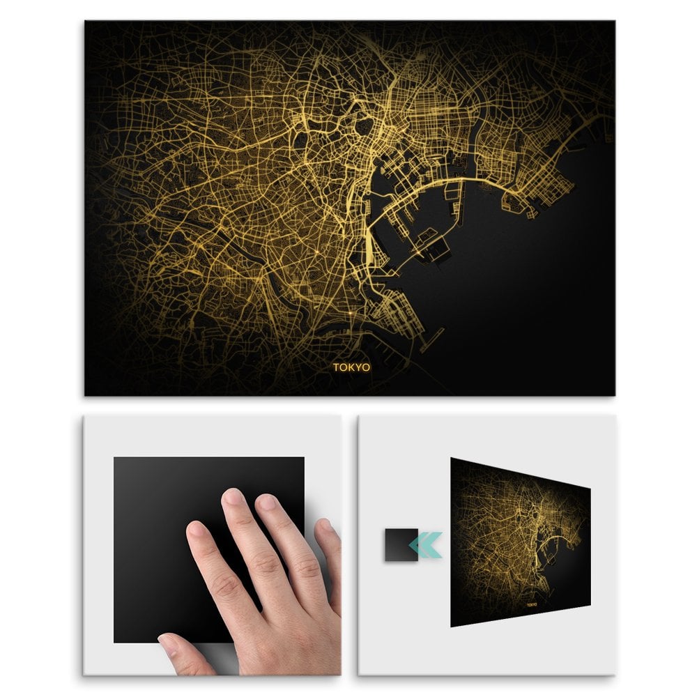 Plakat metalowy Mapa City Lights Tokio M