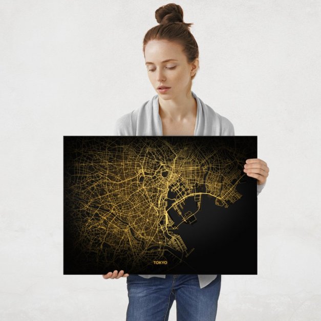Plakat metalowy Mapa City Lights Tokio L