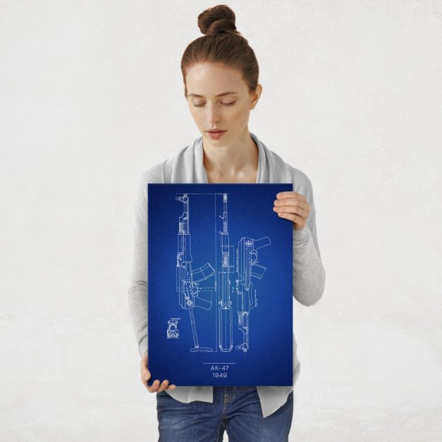 Plakat metalowy AK 47 Projekt Blueprint M