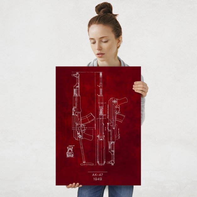 Plakat metalowy AK 47 Projekt Scarlet L
