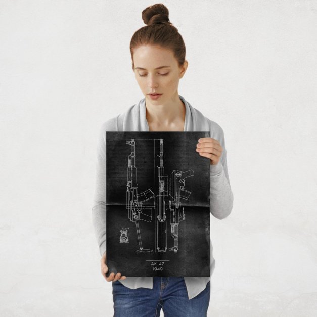 Plakat metalowy AK 47 Projekt Graphite M