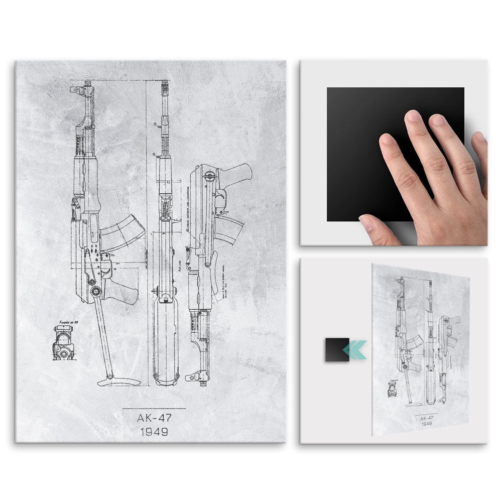 Plakat metalowy AK 47 Projekt Stone L