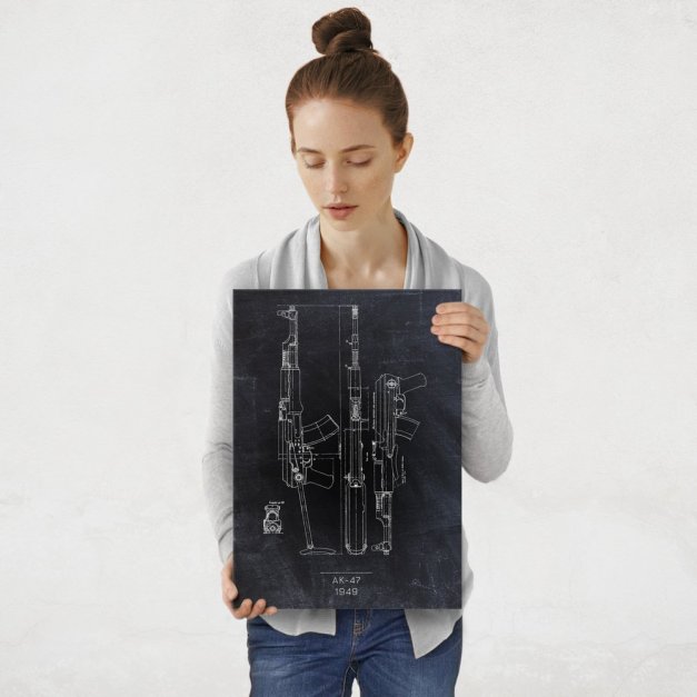 Plakat metalowy AK 47 Projekt Blackboard M