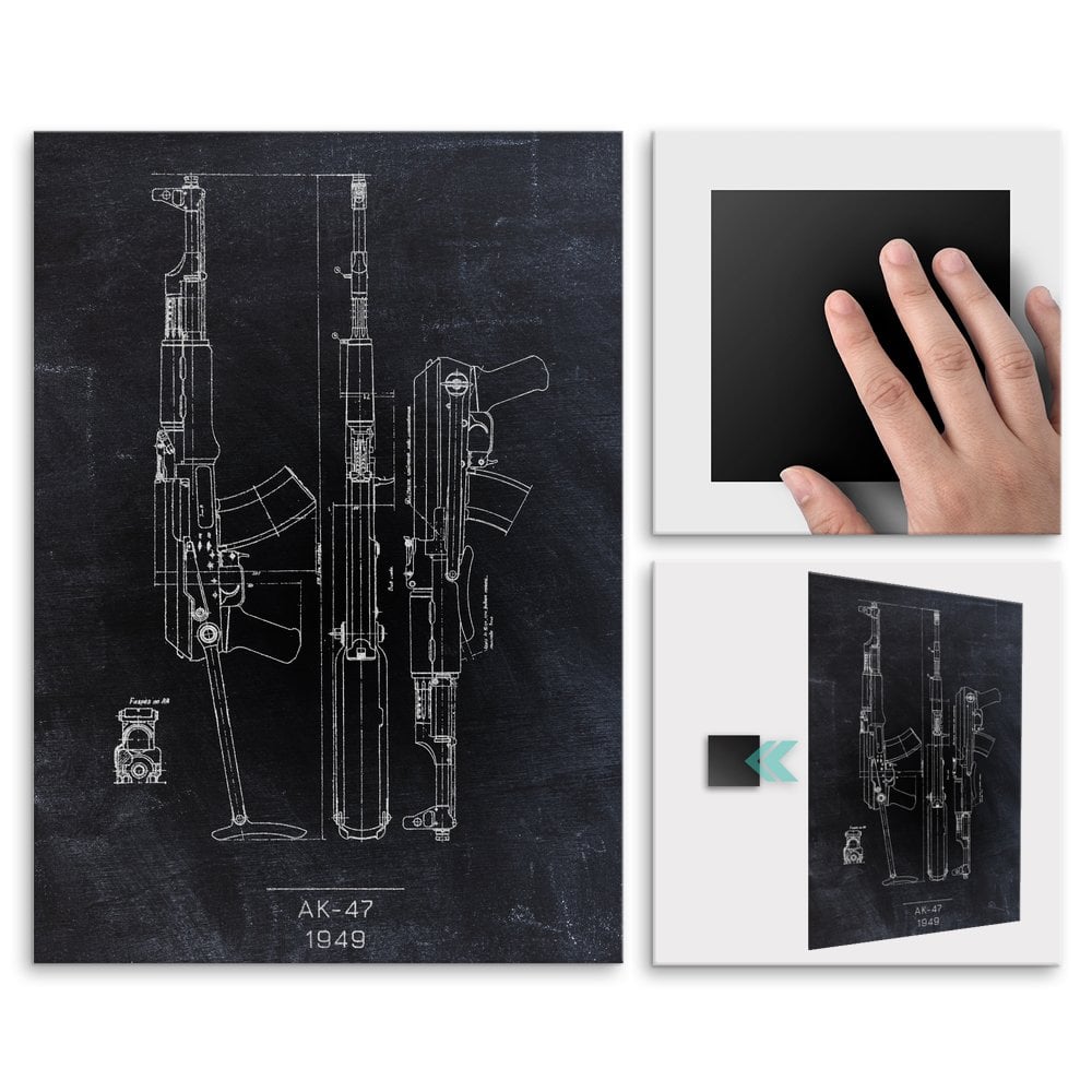 Plakat metalowy AK 47 Projekt Blackboard L