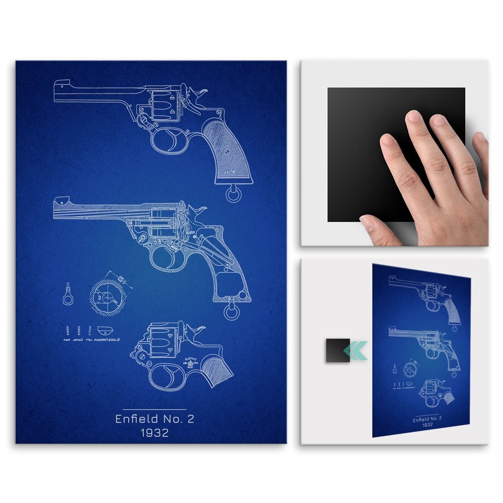 Plakat metalowy Enfield No- 2 Projekt Blueprint L