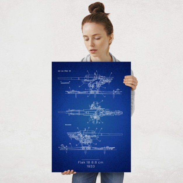 Plakat metalowy  Flak 18 8-8 cm  Projekt Blueprint L