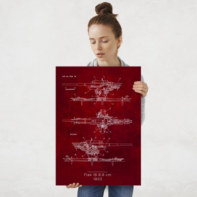 Plakat metalowy  Flak 18 8-8 cm  Projekt Scarlet L