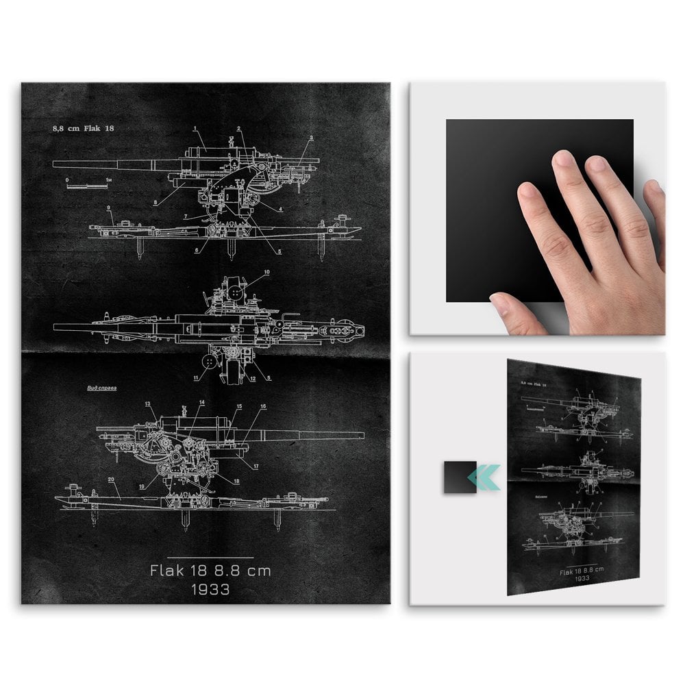 Plakat metalowy Flak 18 8-8 cm Projekt Graphite M