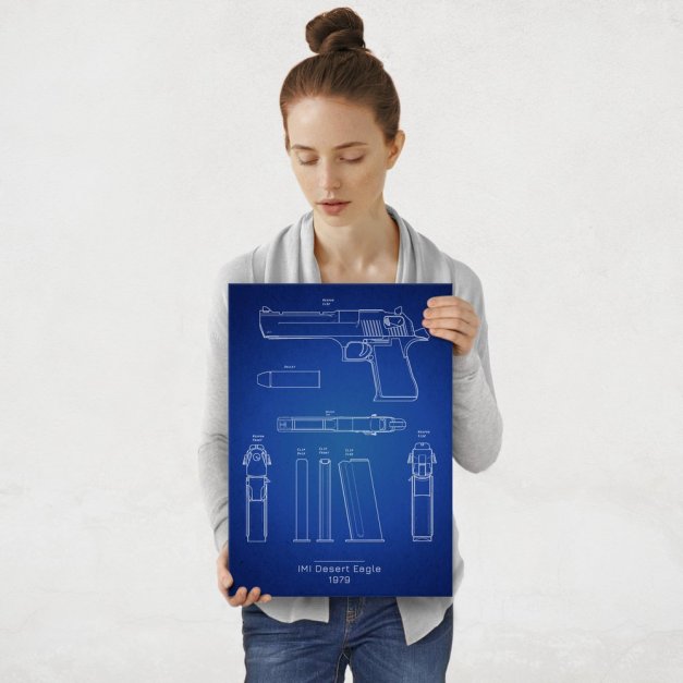 Plakat metalowy  IMI Desert Eagle Projekt Blueprint M