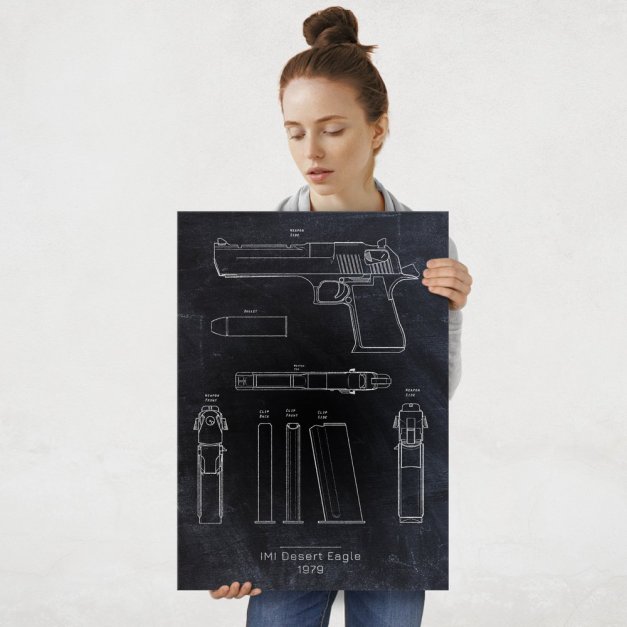 Plakat metalowy  IMI Desert Eagle Projekt Blackboard L