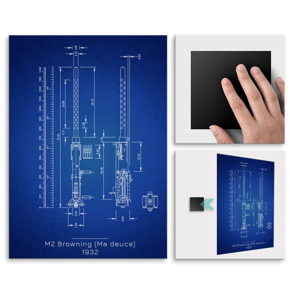 Plakat metalowy M2 Browning (Ma deuce) Projekt Blueprint L
