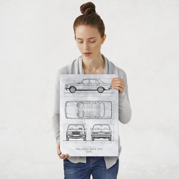 Plakat metalowy Mercedes-Benz 200 Projekt Stone M