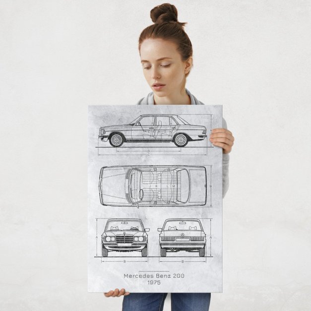 Plakat metalowy Mercedes-Benz 200 Projekt Stone L