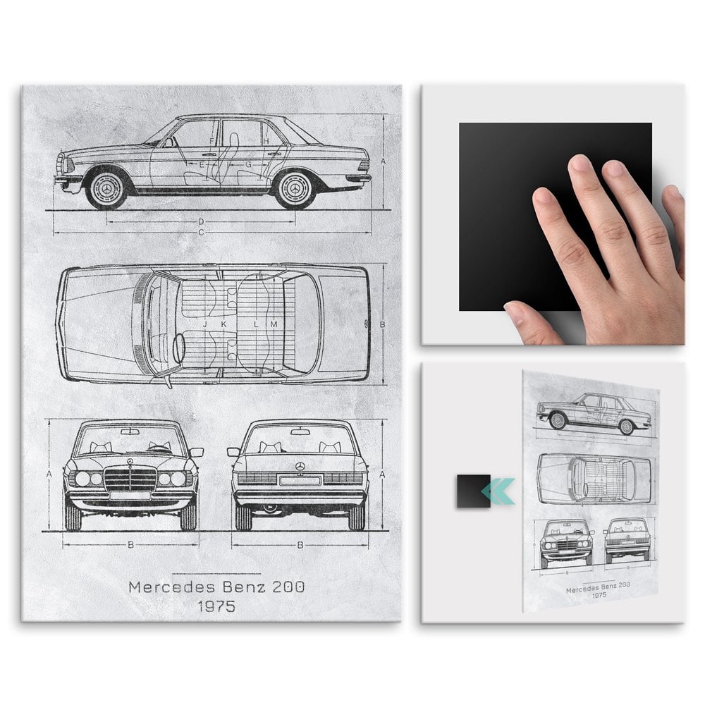 Plakat metalowy Mercedes-Benz 200 Projekt Stone L