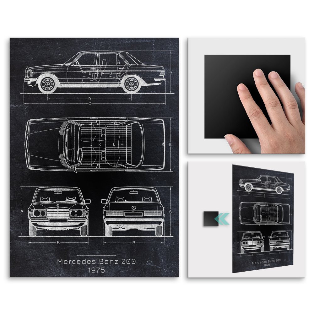 Plakat metalowy Mercedes-Benz 200 Projekt Blackboard M