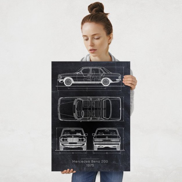 Plakat metalowy Mercedes-Benz 200 Projekt Blackboard L