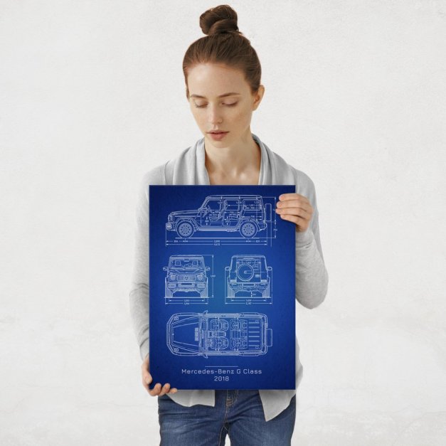 Plakat metalowy Mercedes-Benz G Class Projekt Blueprint M