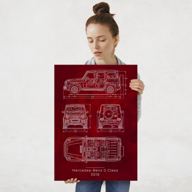Plakat metalowy Mercedes-Benz G Class Projekt Scarlet L