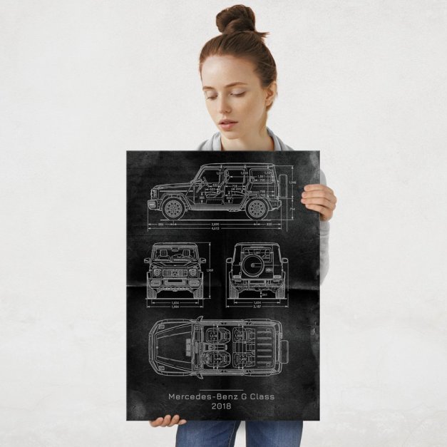 Plakat metalowy Mercedes-Benz G Class Projekt Graphite L