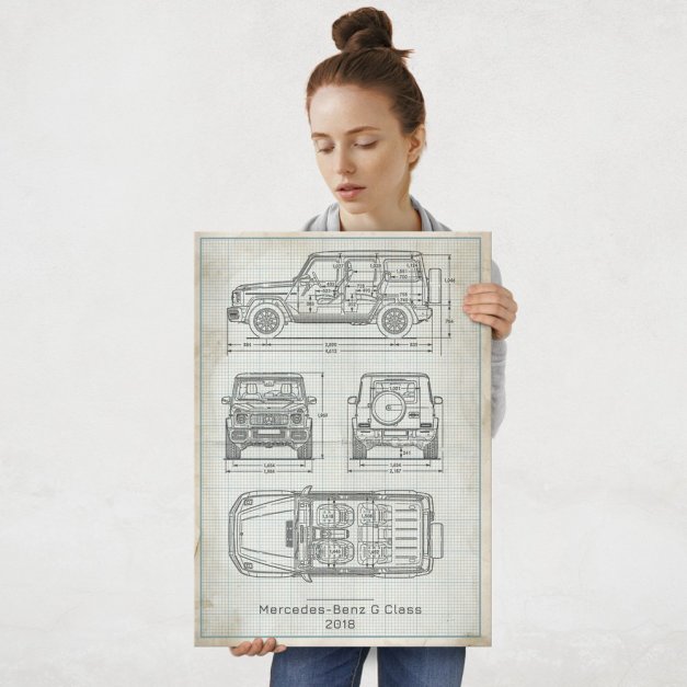 Plakat metalowy Mercedes-Benz G Class Projekt Vintage L