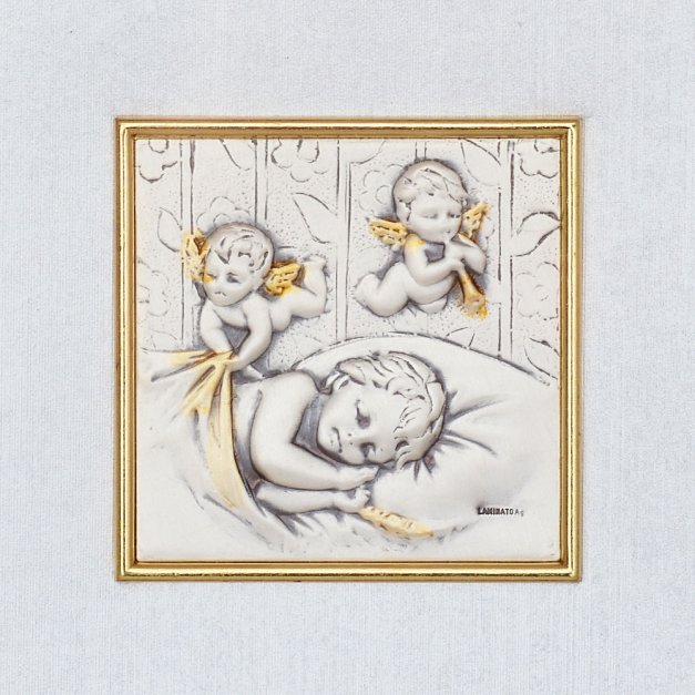 Obrazek srebrny z grawerem dla chłopca na chrzest