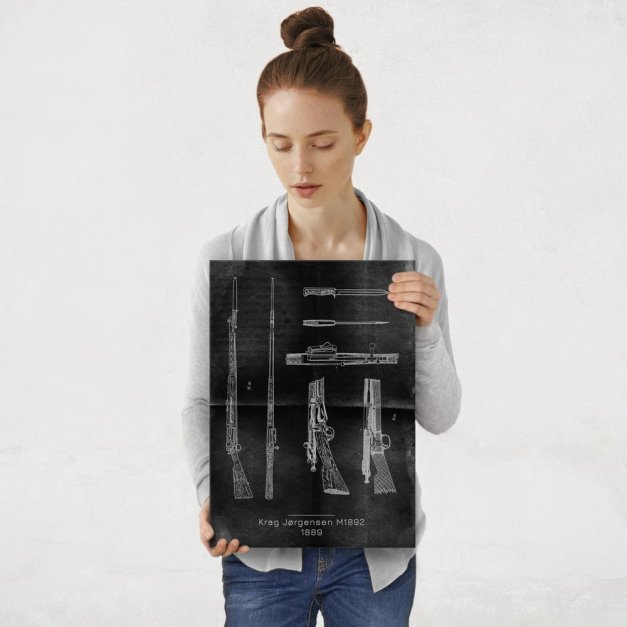 Plakat metalowy Krag Jørgensen M1892 Projekt Graphite M