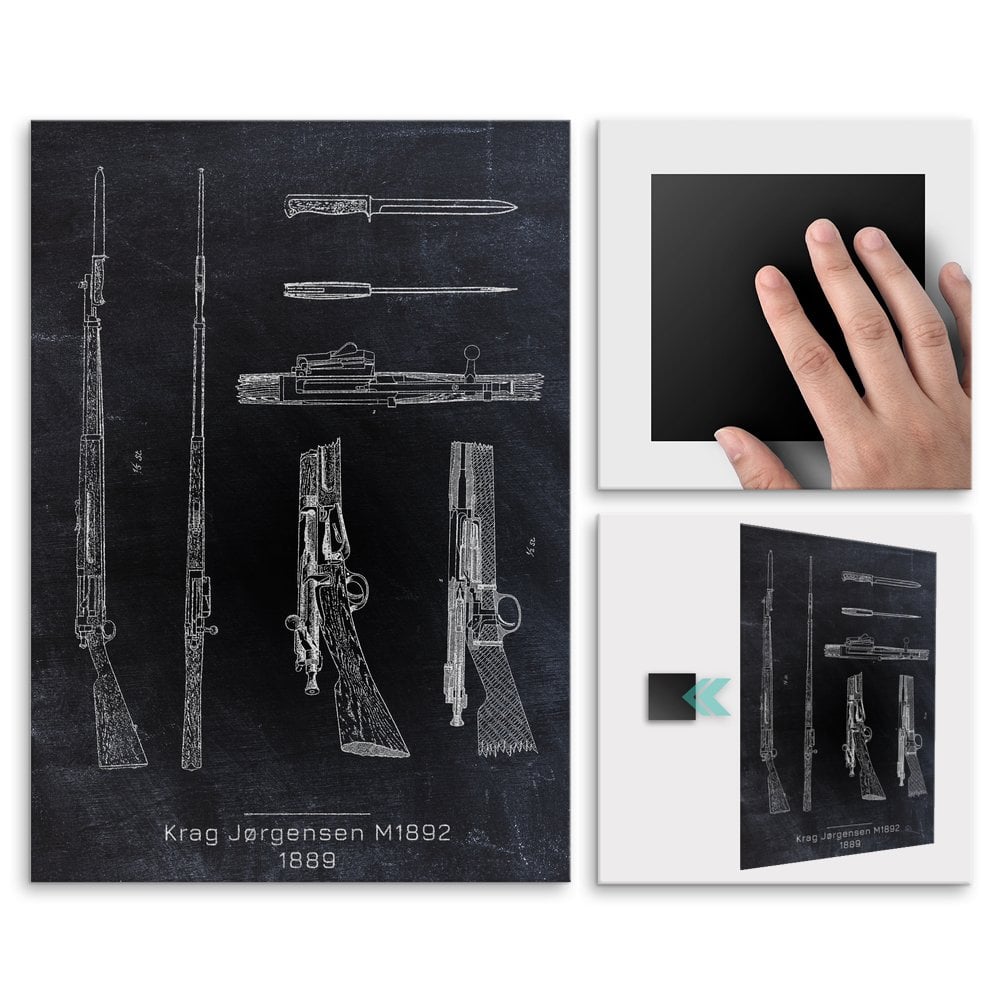 Plakat metalowy Krag Jorgensen M1892 Projekt Blackboard L