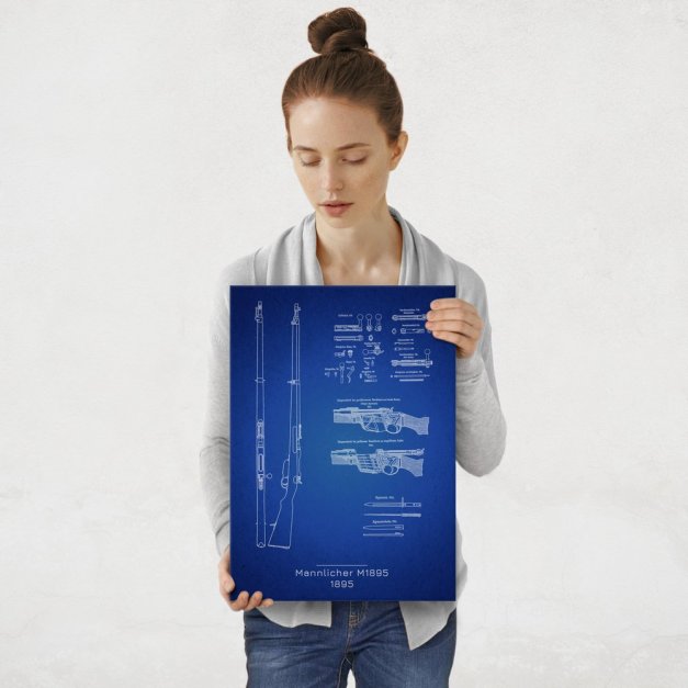 Plakat metalowy Mannlicher M1895 Projekt Blueprint M