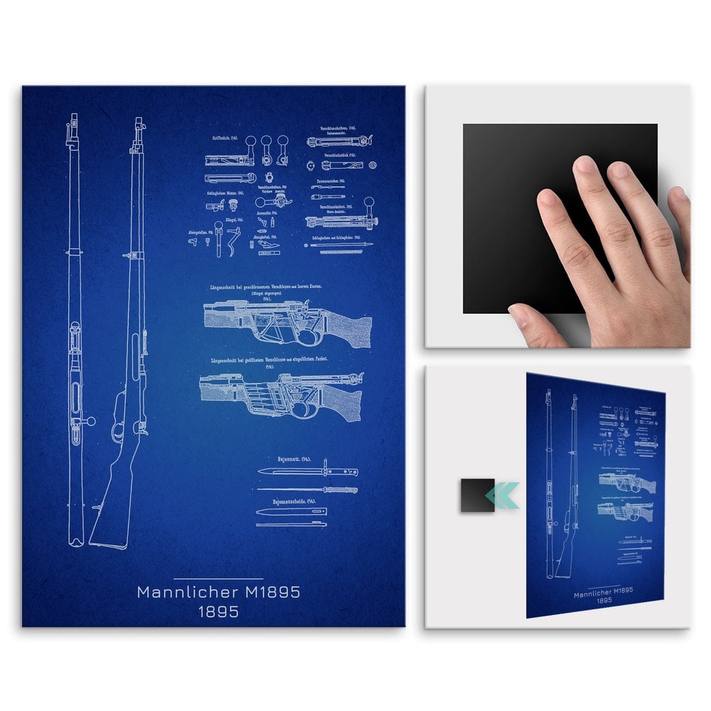 Plakat metalowy Mannlicher M1895 Projekt Blueprint M