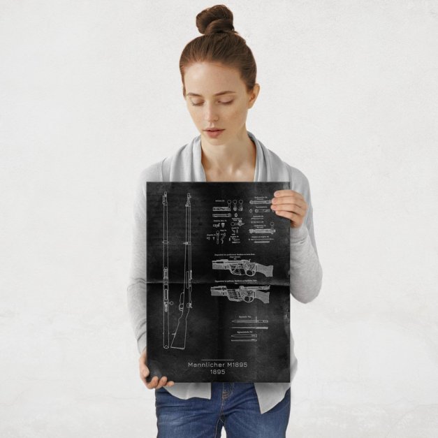 Plakat metalowy Mannlicher M1895 Projekt Graphite M