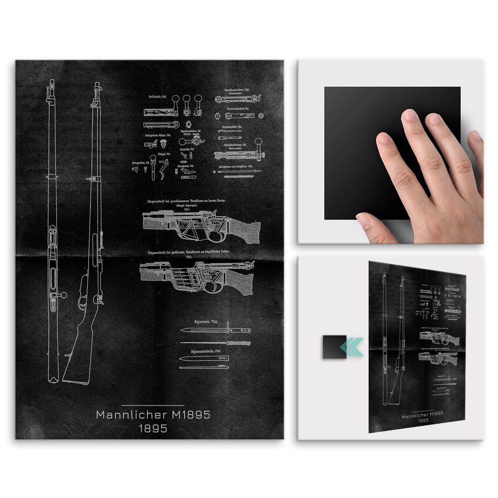 Plakat metalowy Mannlicher M1895 Projekt Graphite M
