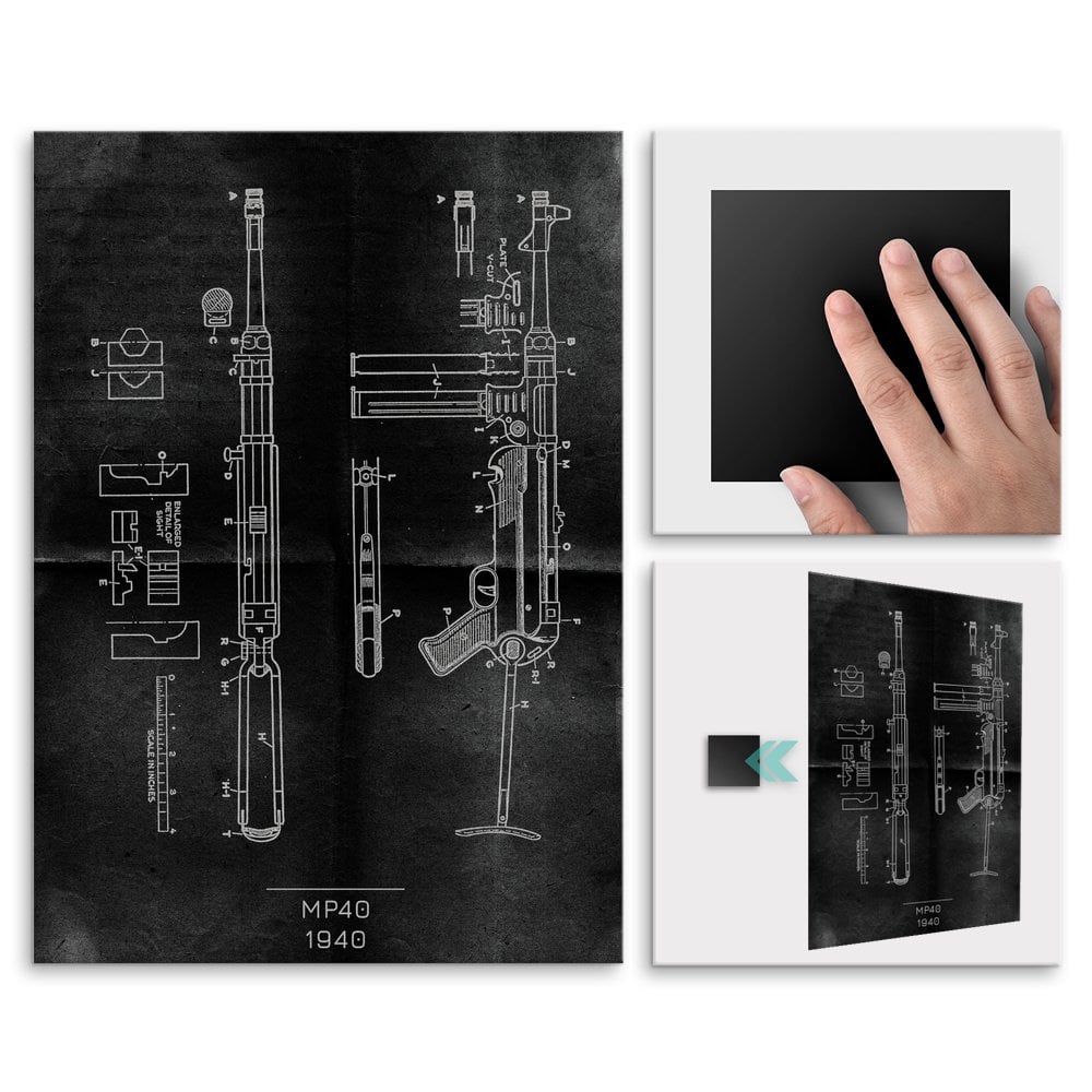 Plakat metalowy MP40 Projekt Graphite L
